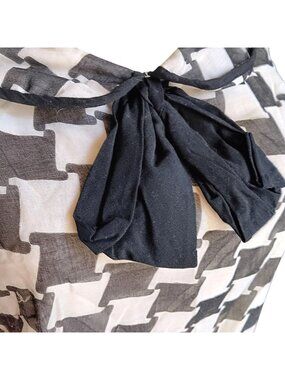 True Vintage Dress 12 1960's Geometric Sleeveless Bow Collar Mod Garage Scooter